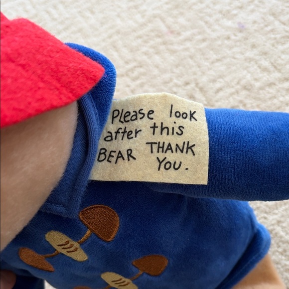 Charming Bear Plush Toy in Blue and Red Outfit - Picture 3 of 4